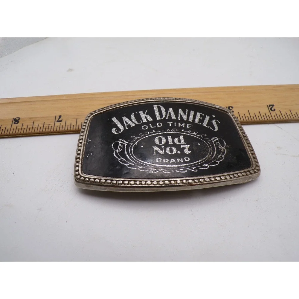 Jack Daniels Old Time Old No 7 Brand Belt Buckle Silver Black Vintage Western